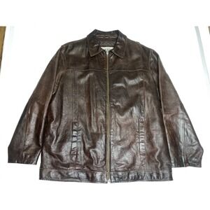 M. Julian Wilsons Slight Distressed Mens Brown Leather Jacket Size XL Vintage